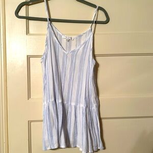 White with Blue Pin Stripes Tank